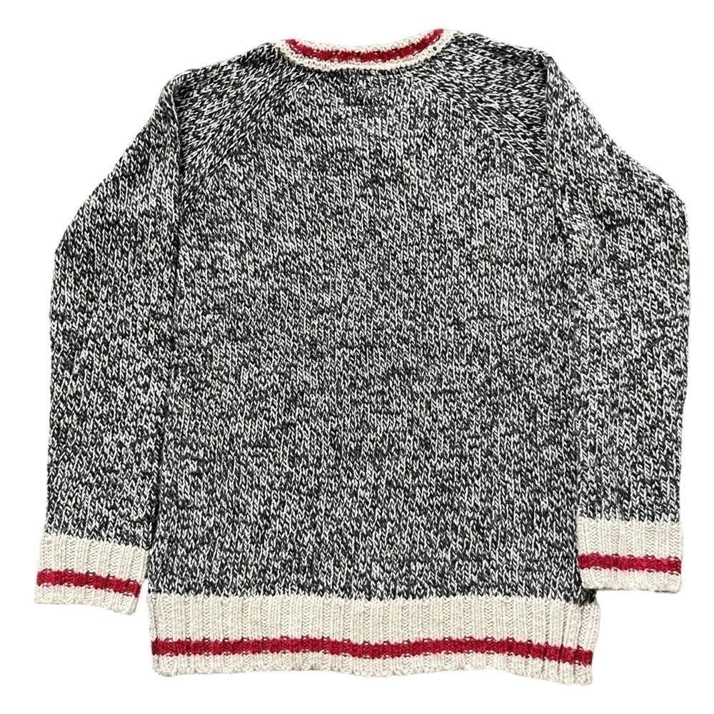 ROOTS Cabin Collection V-Neck Sweater Ragg Knit Wool Blend Size Large 9-10 Gray - Picture 4 of 7